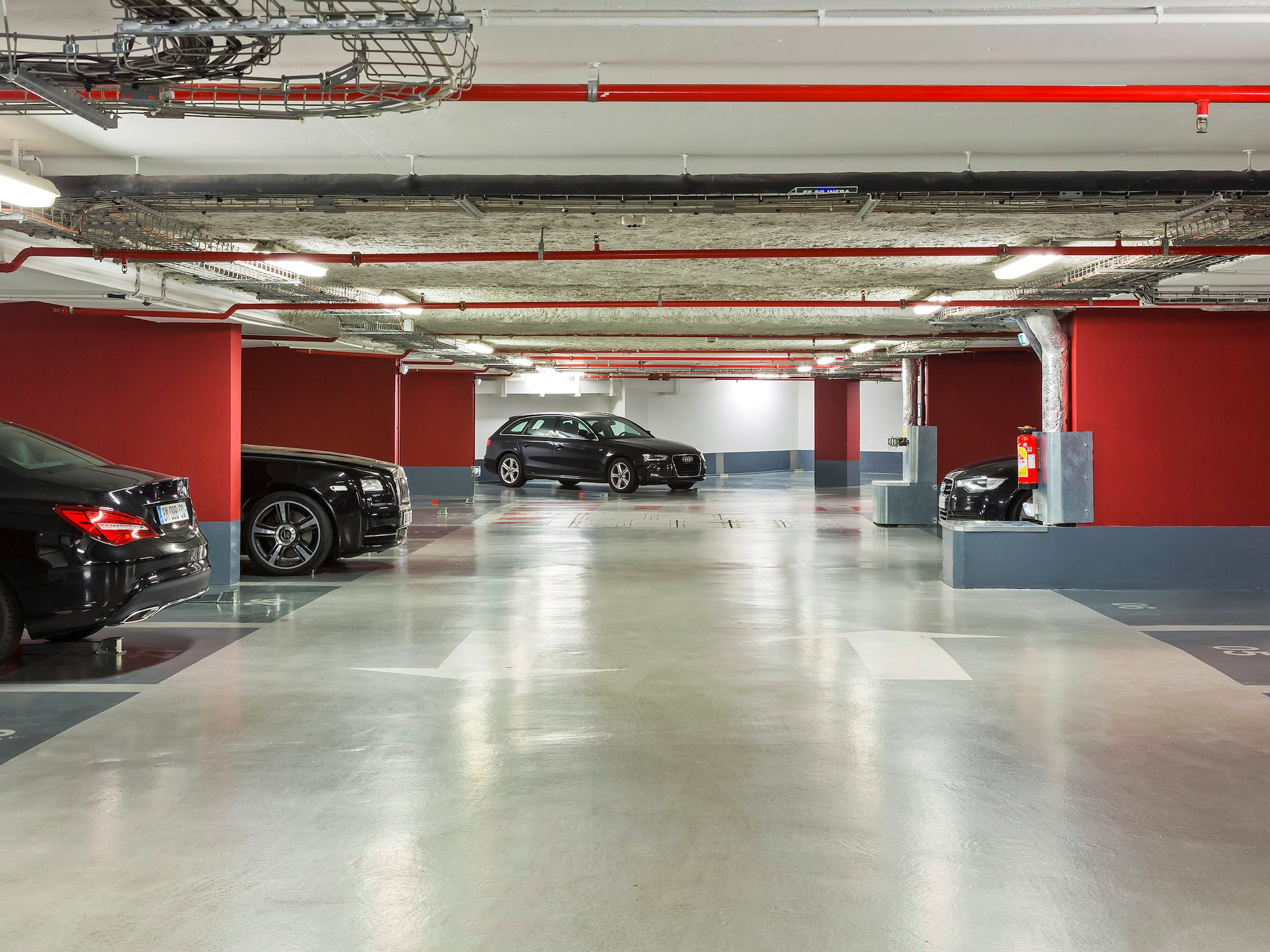 a parking garage with cars