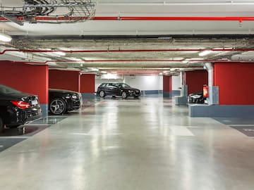a parking garage with cars