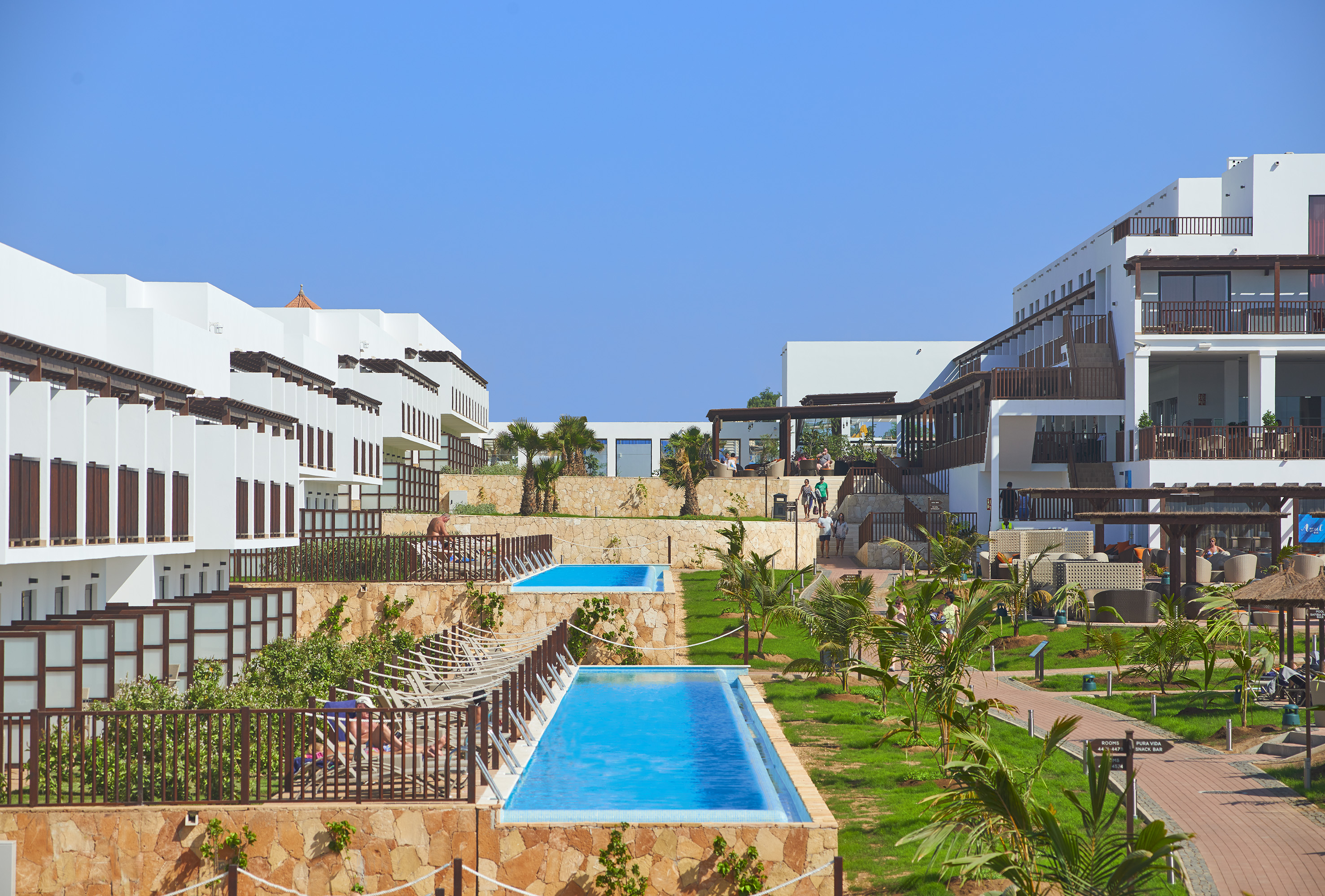 a pool in a resort