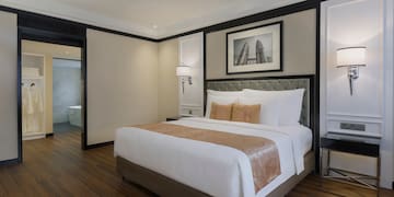 a bed in a room