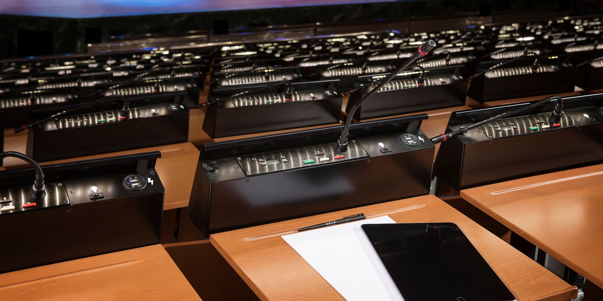 a microphones and a tablet on a table