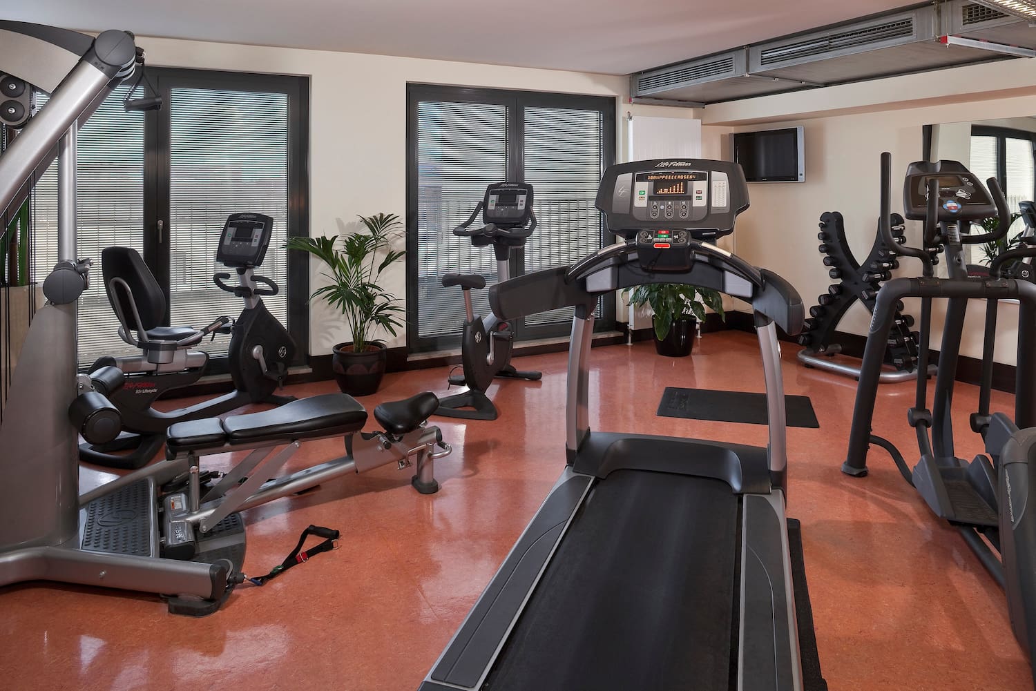 a room with exercise equipment