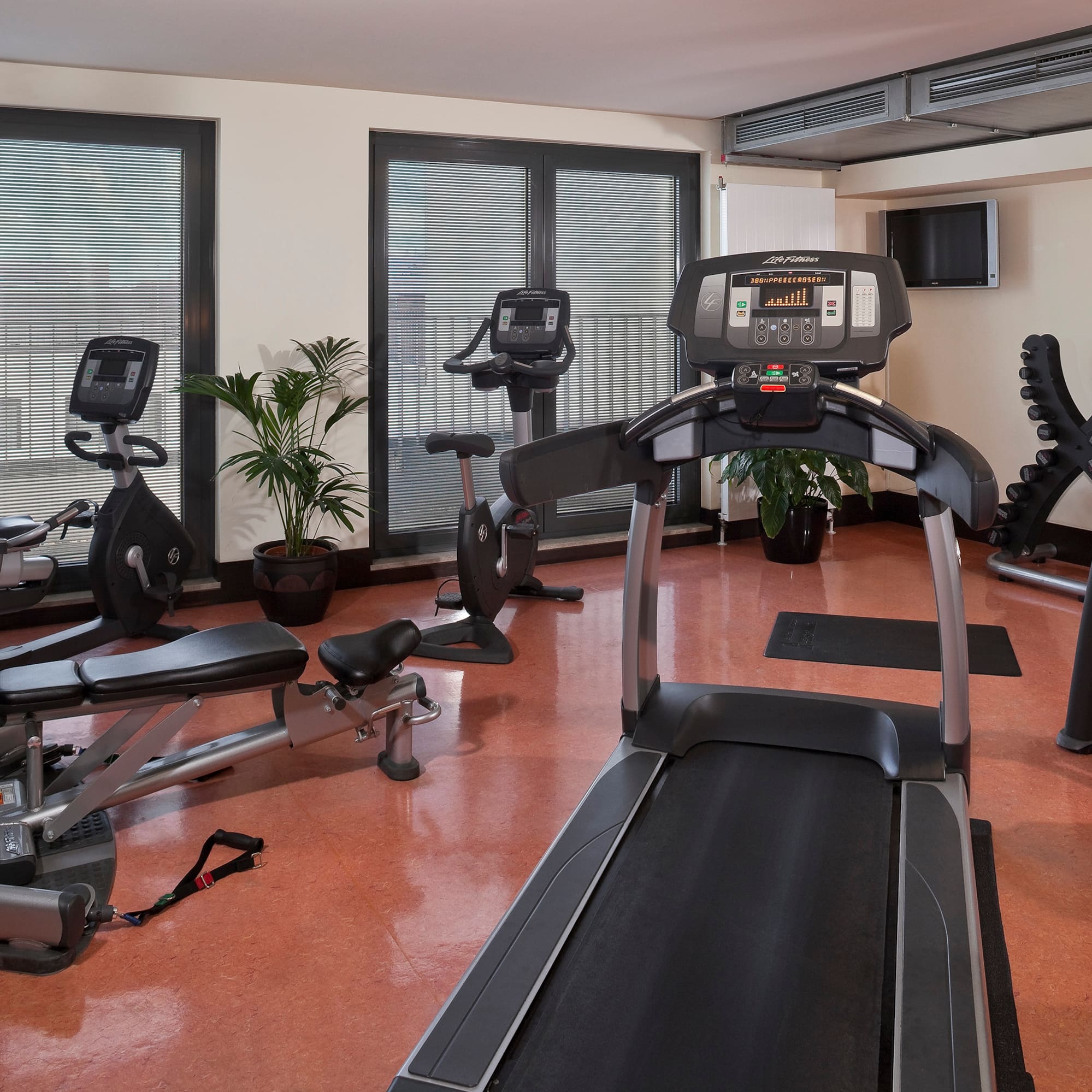 a room with exercise equipment