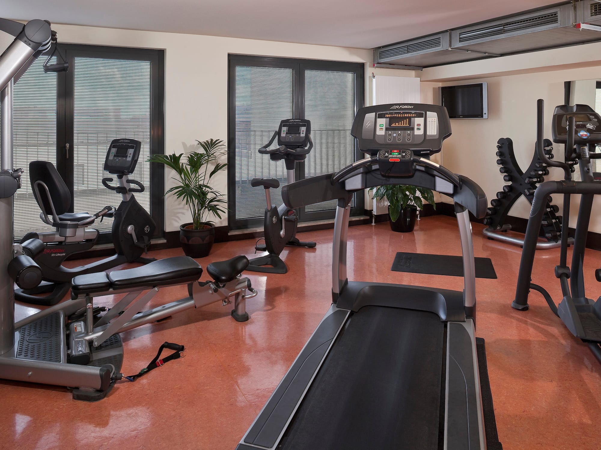 a room with exercise equipment
