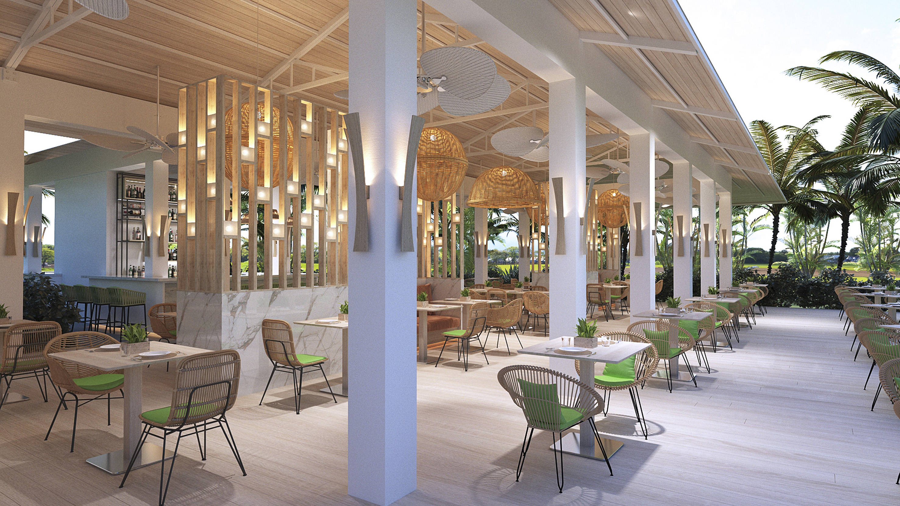 a restaurant with tables and chairs