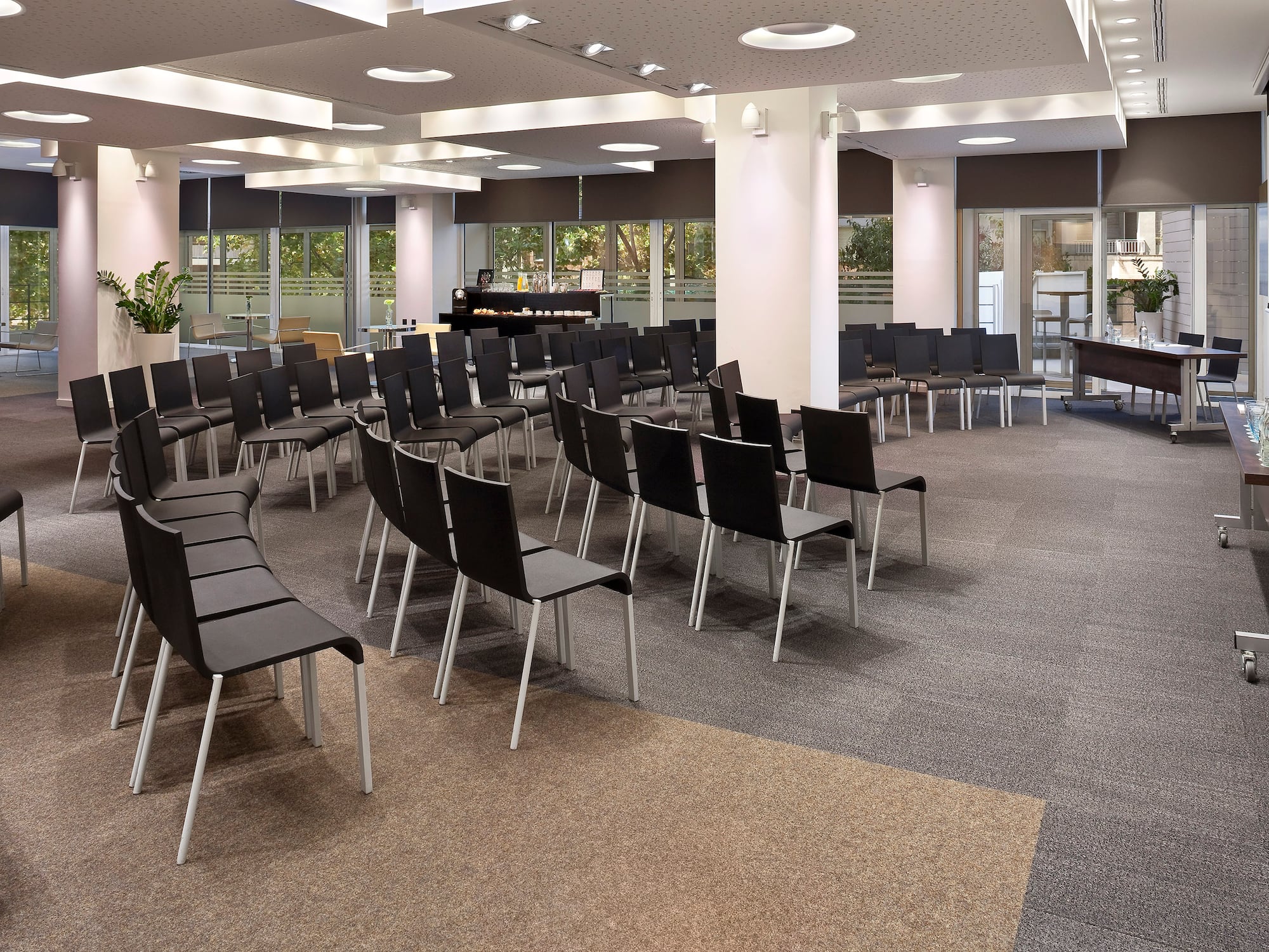 a room with many chairs