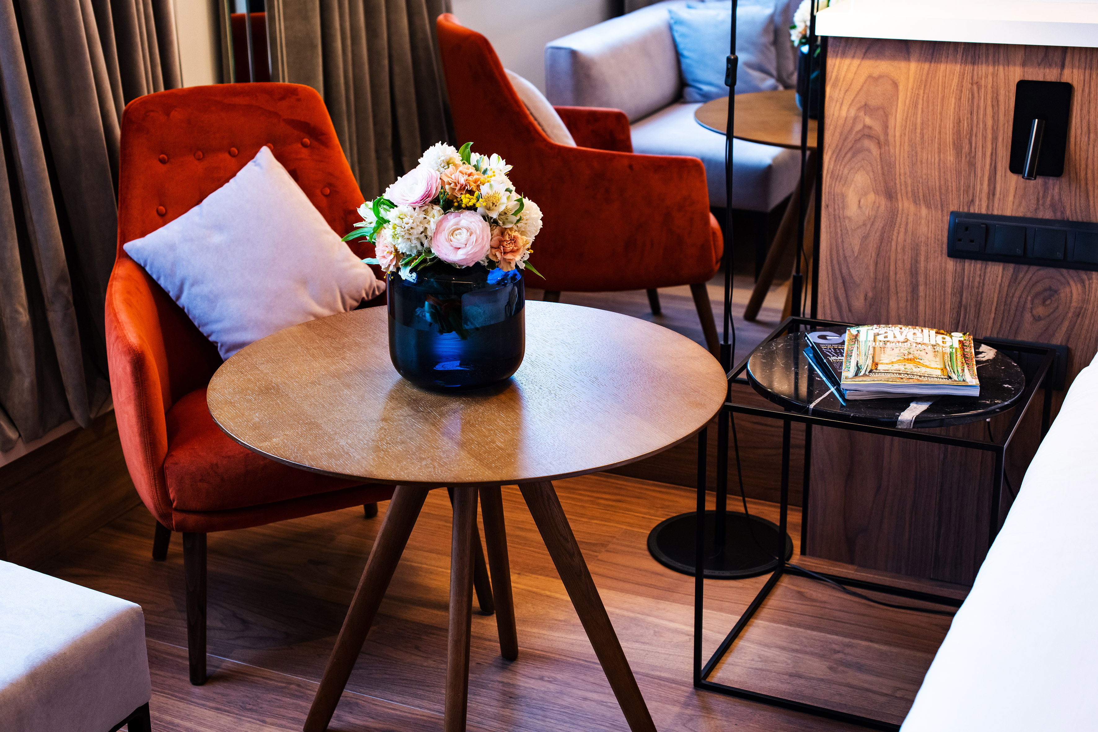 a vase of flowers on a table