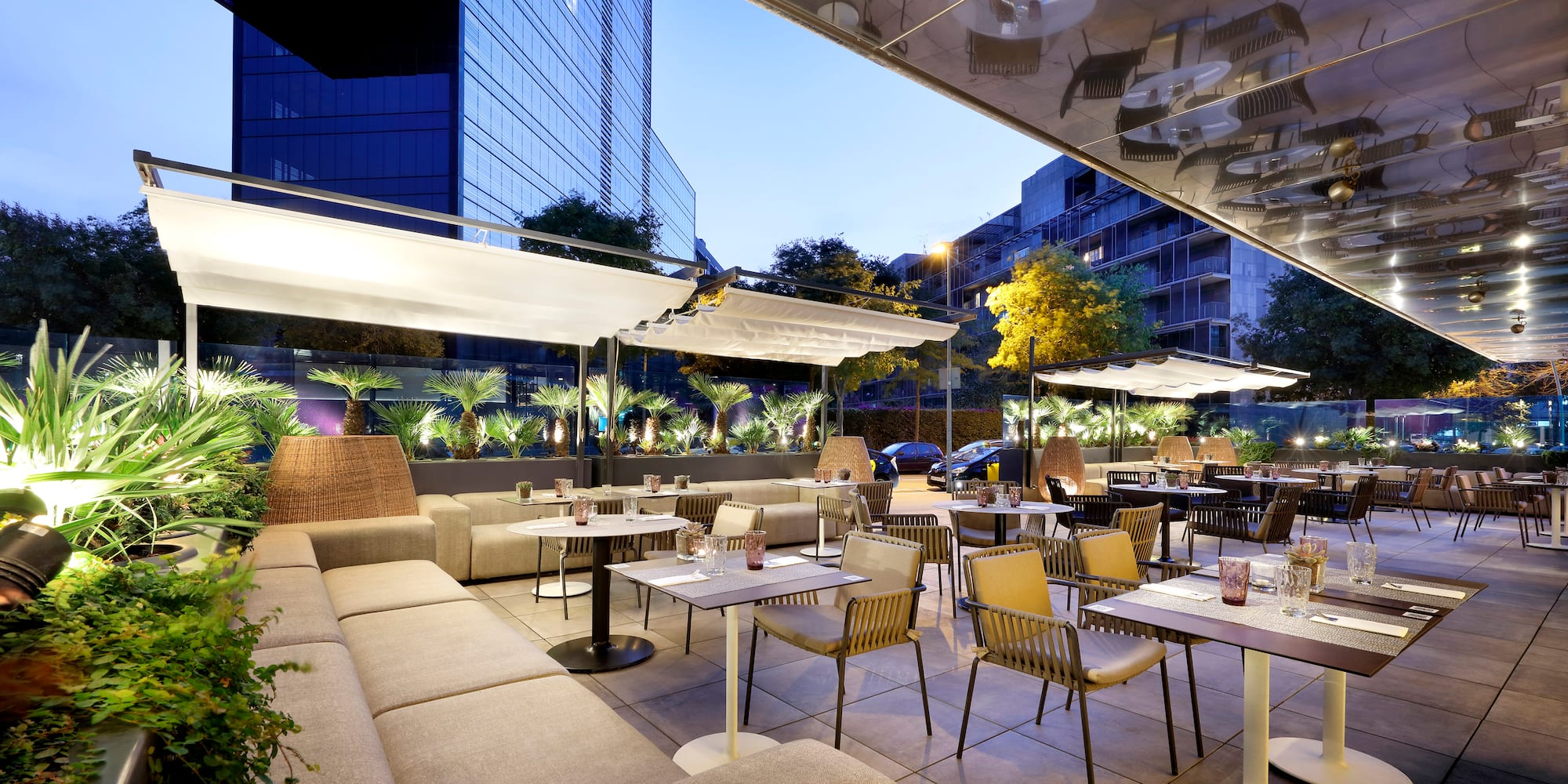 a restaurant with tables and chairs