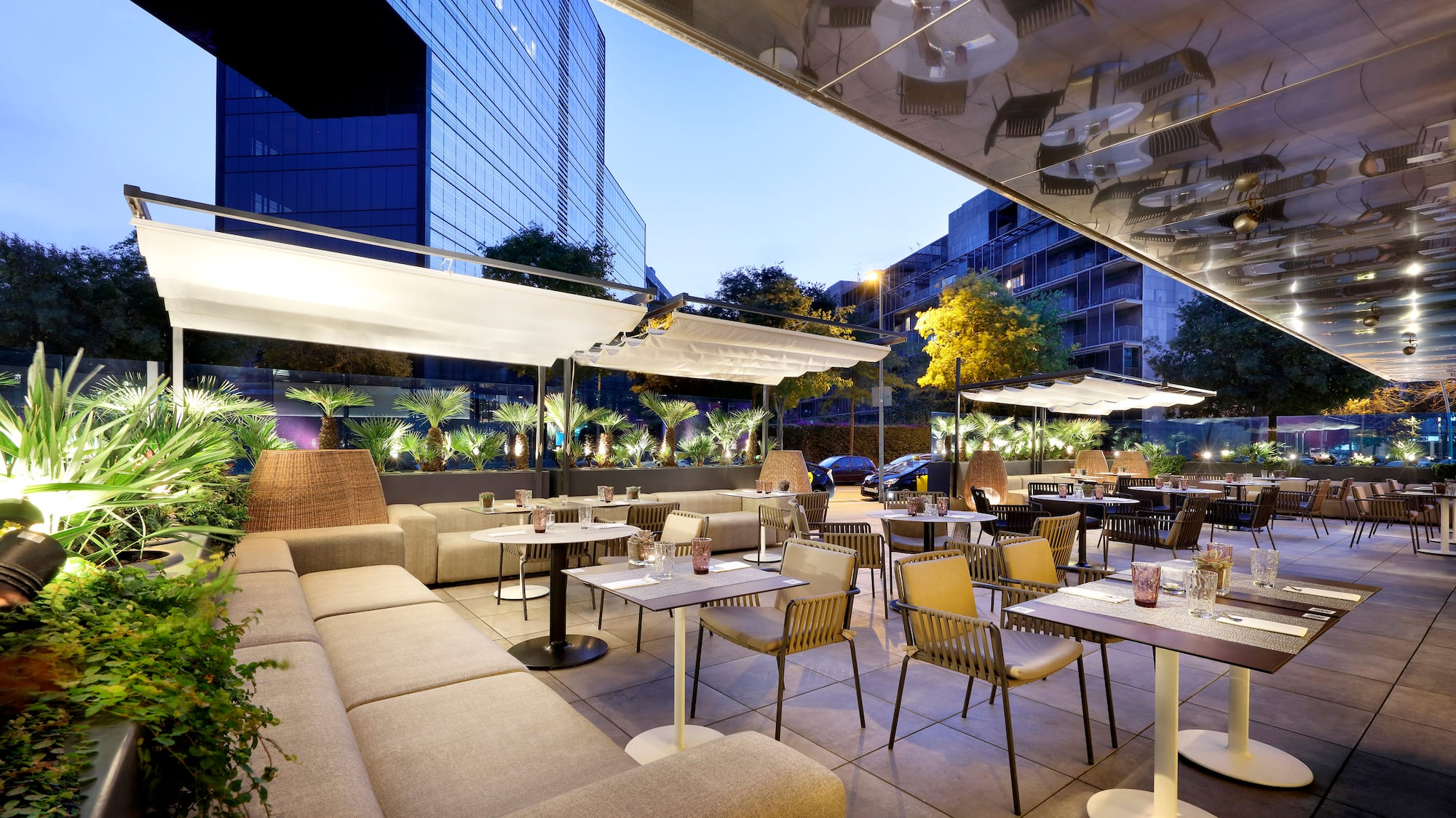 a restaurant with tables and chairs