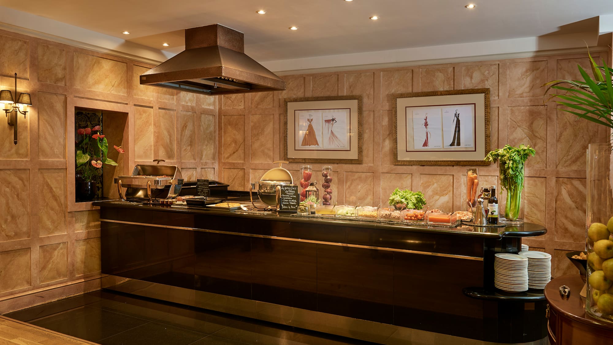 a restaurant with a buffet