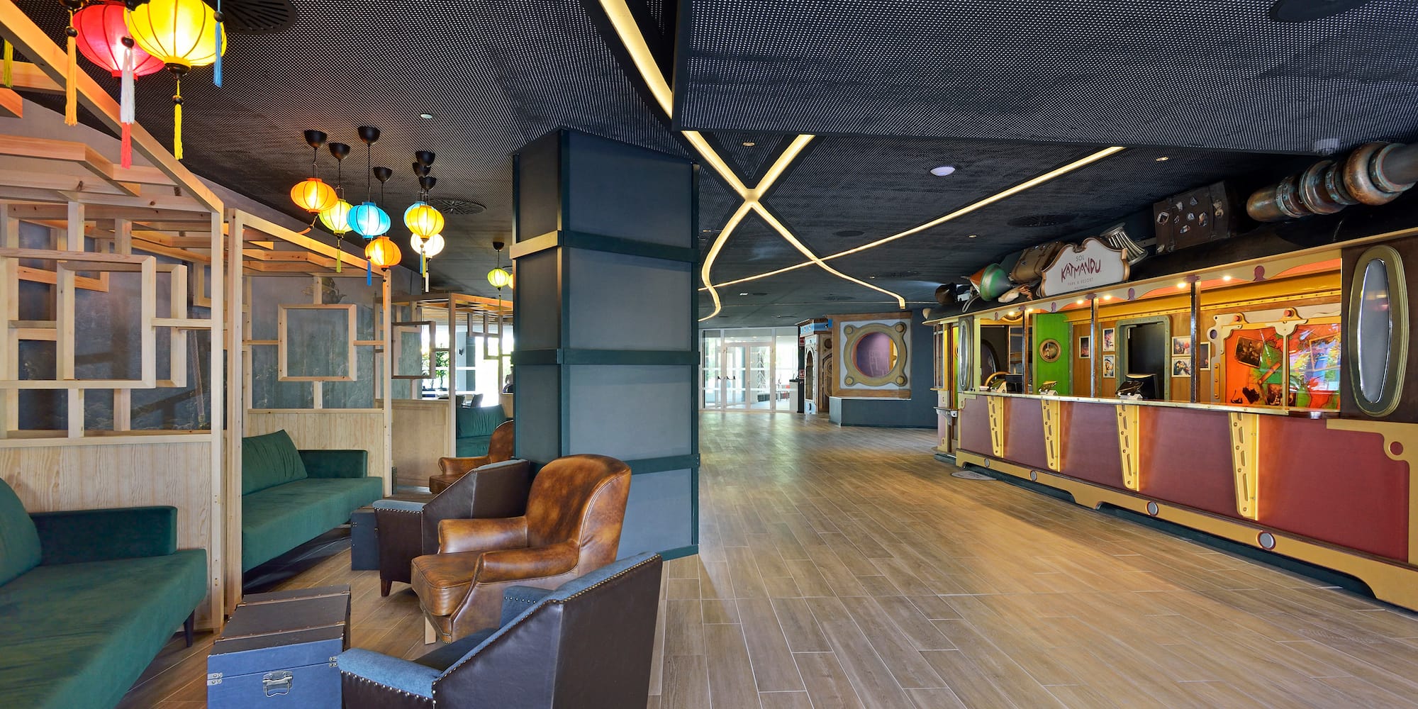 a room with a wood floor and a wood floor and a wood floor