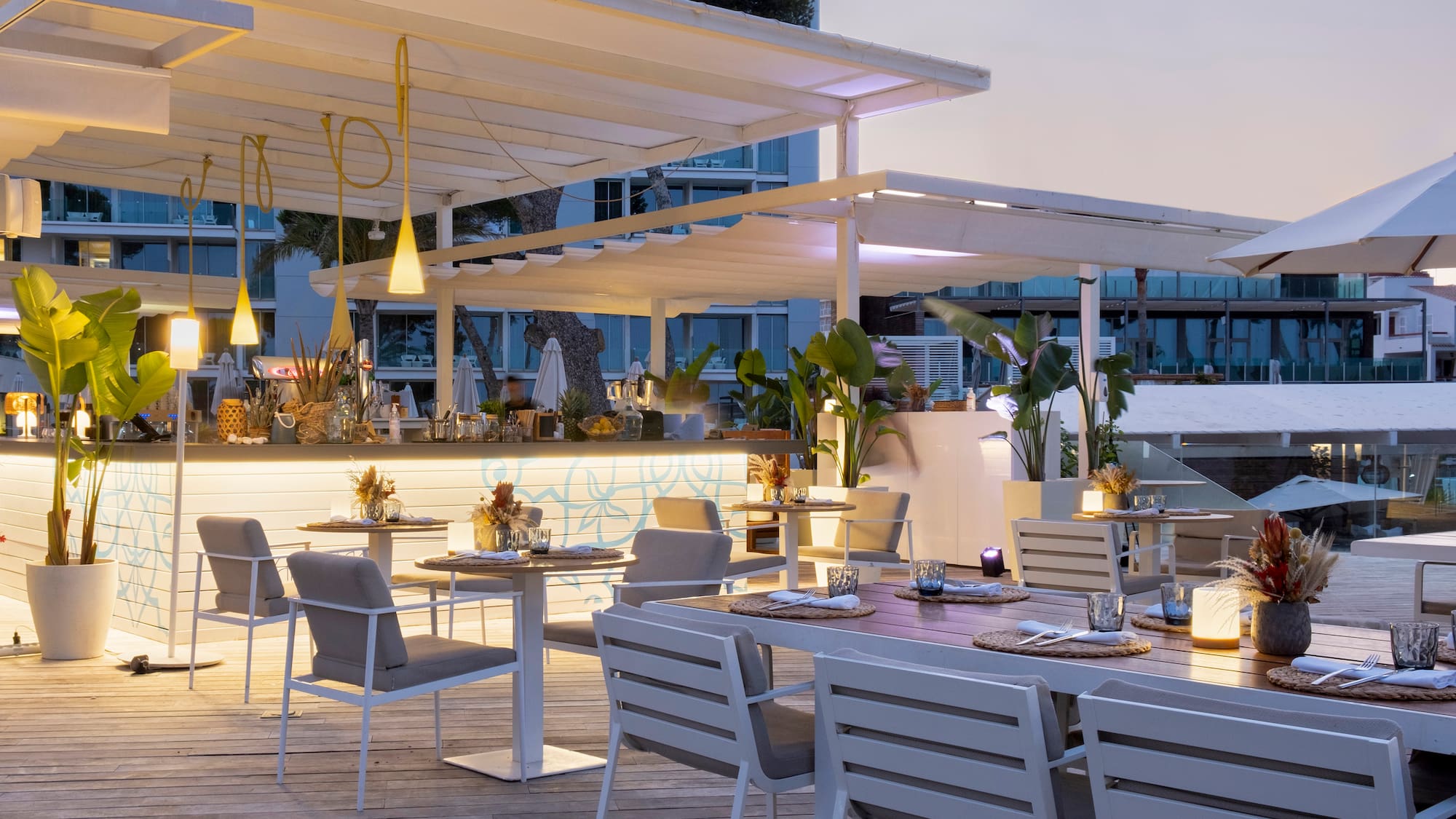 a restaurant with tables and chairs