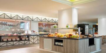 a food buffet in a restaurant