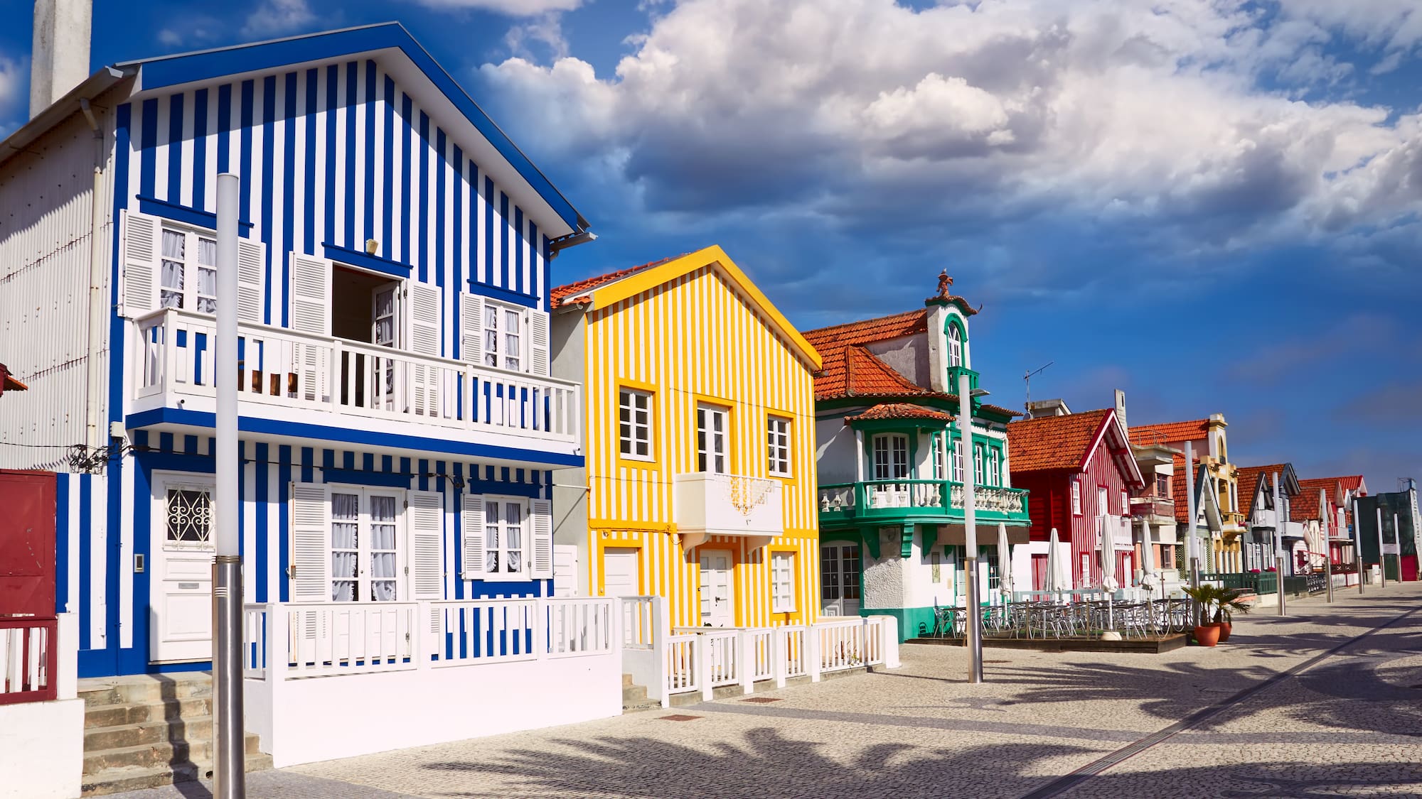 a row of colorful houses