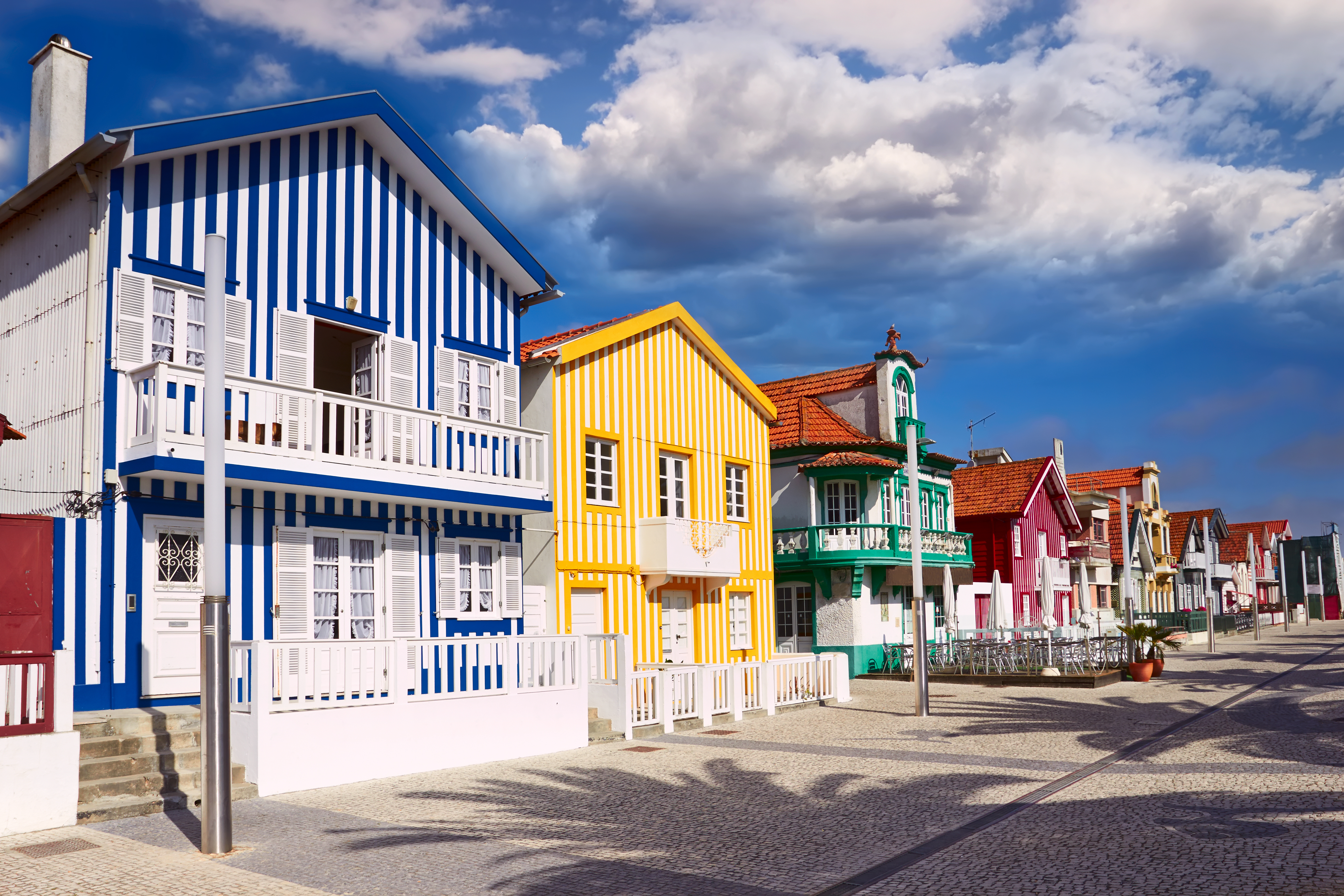a row of colorful houses