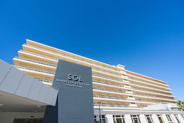 a building with a sign in front of it