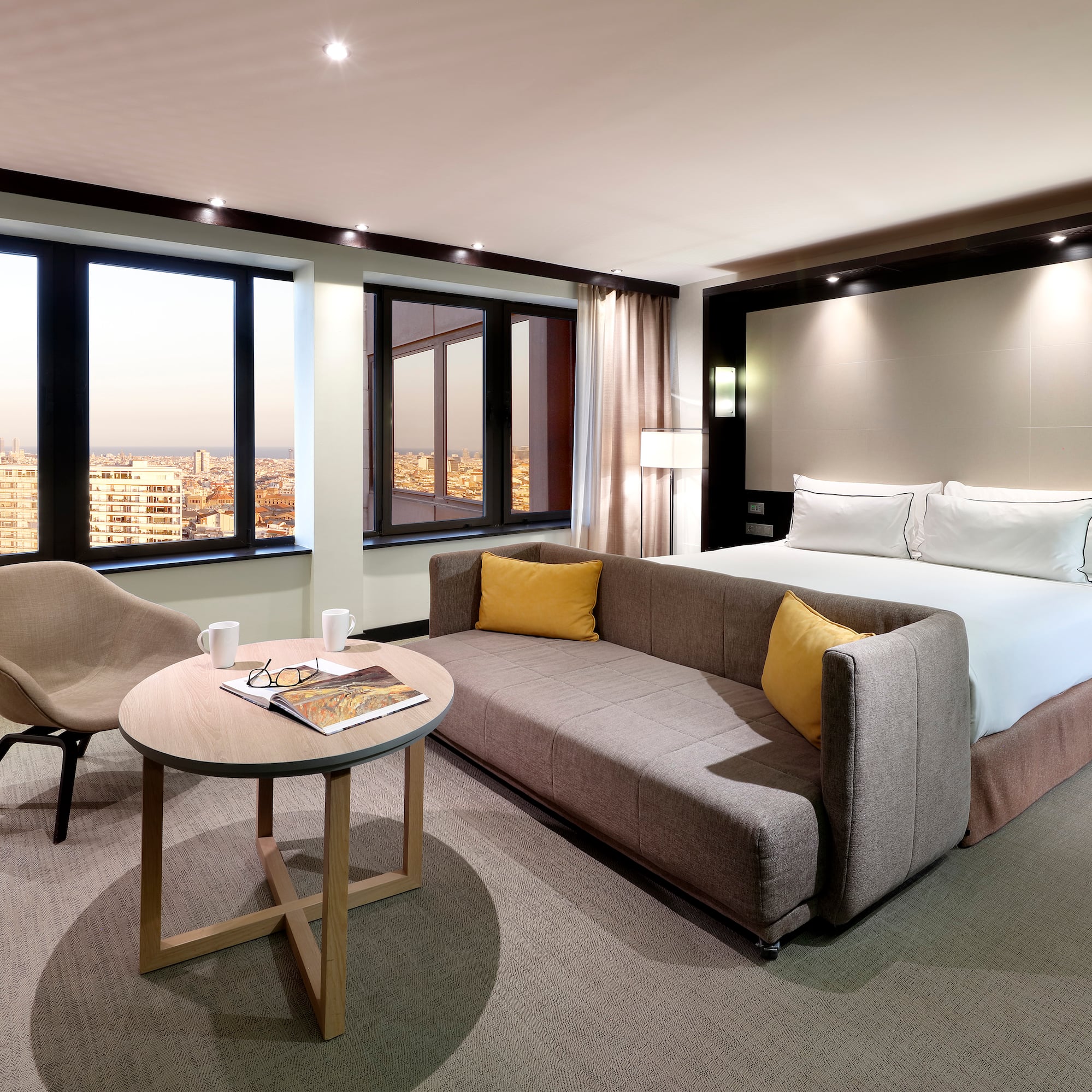 a room with a bed and a couch