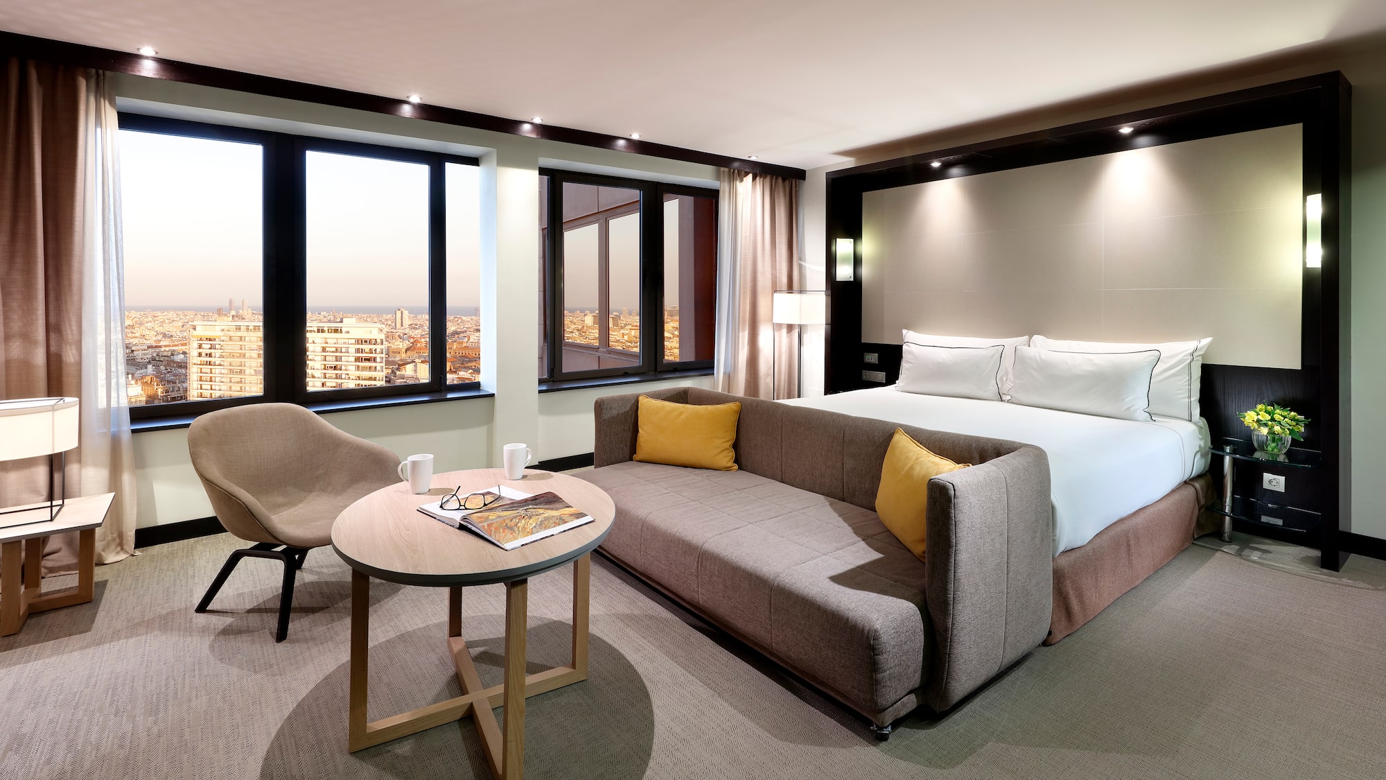 a room with a bed and a couch