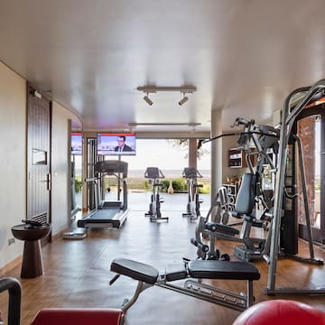 a room with exercise equipment
