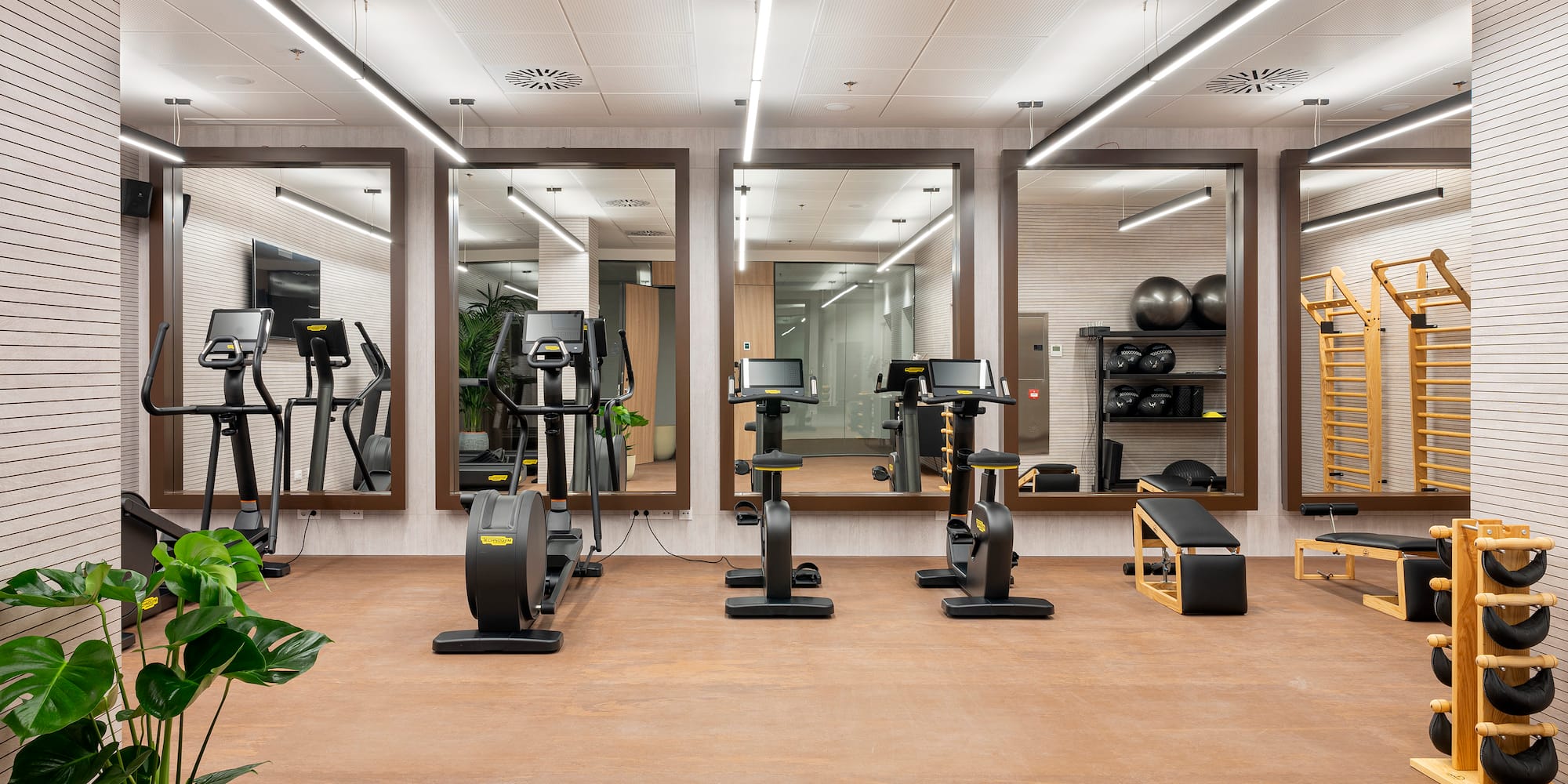 a room with exercise equipment
