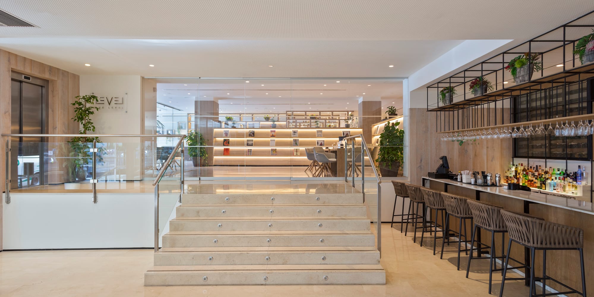 a staircase in a building