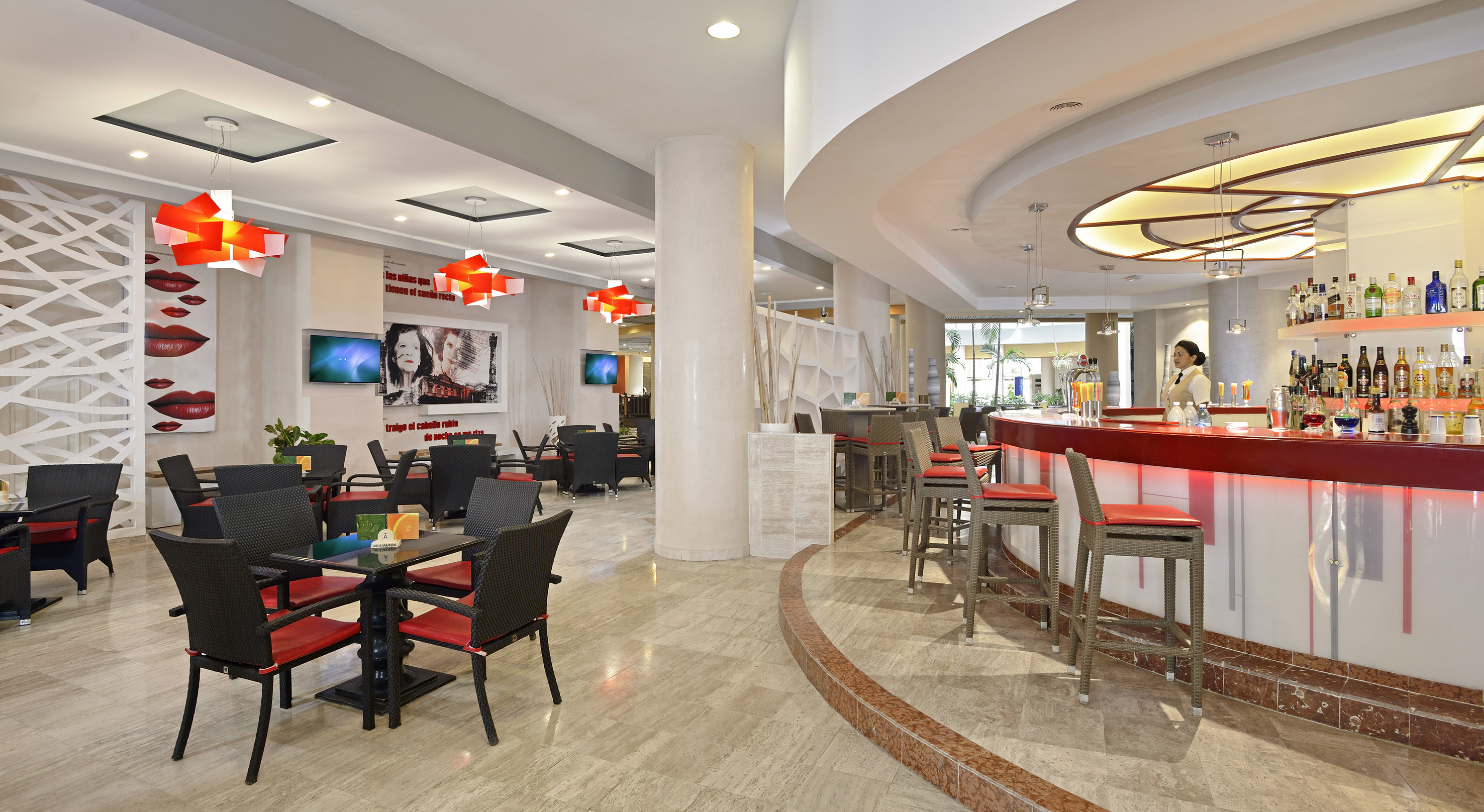 a restaurant with tables and chairs