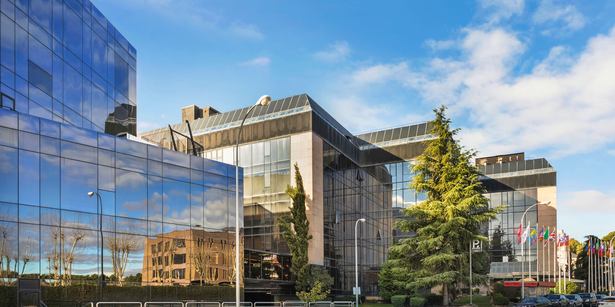 a building with glass windows