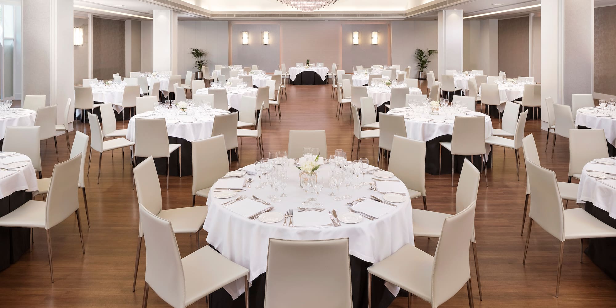 a room with tables and chairs