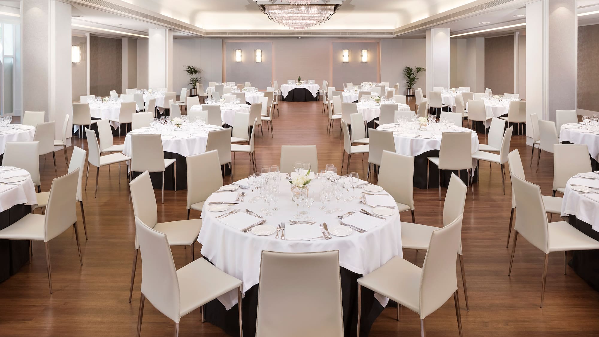 a room with tables and chairs