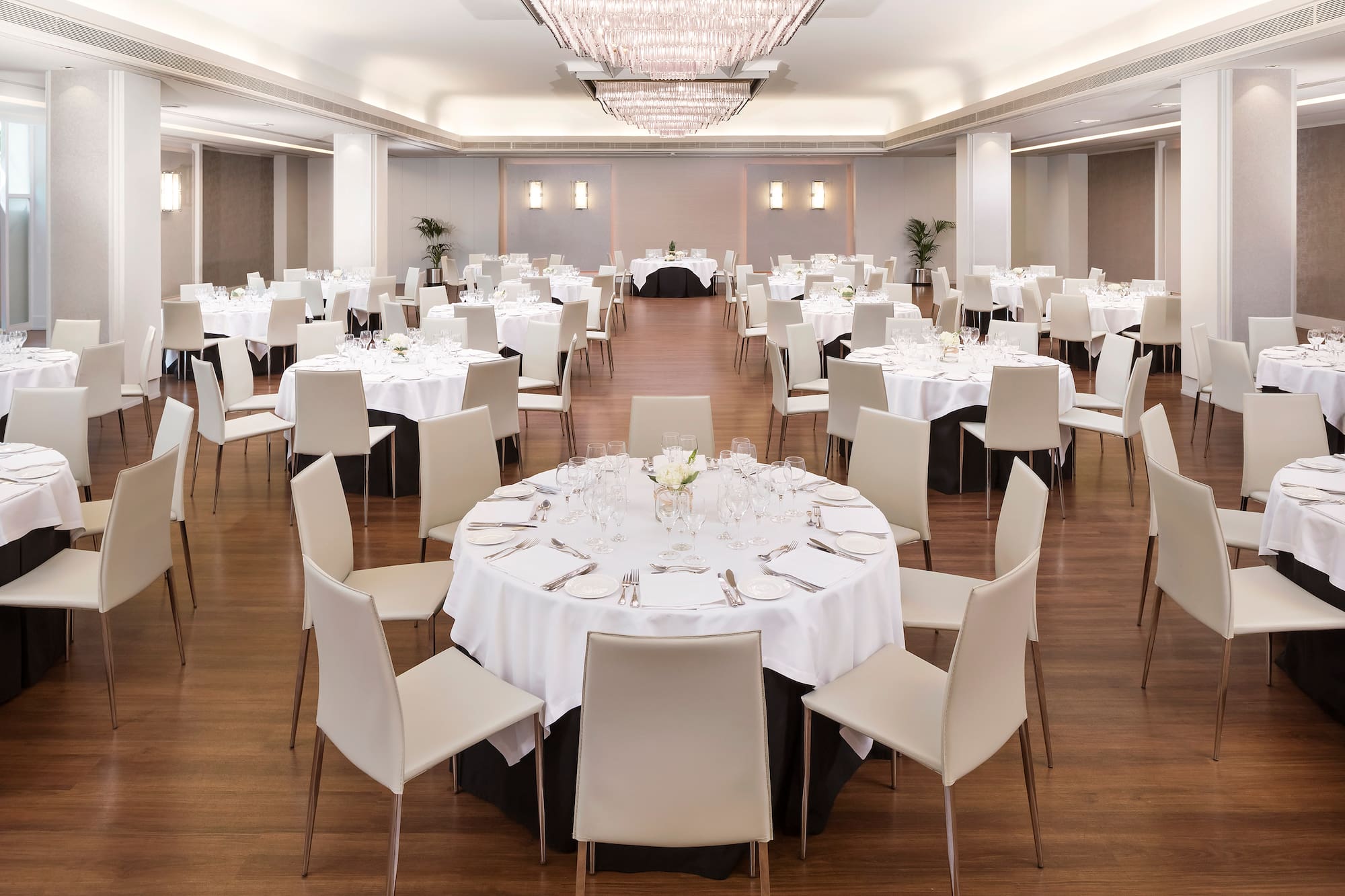 a room with tables and chairs