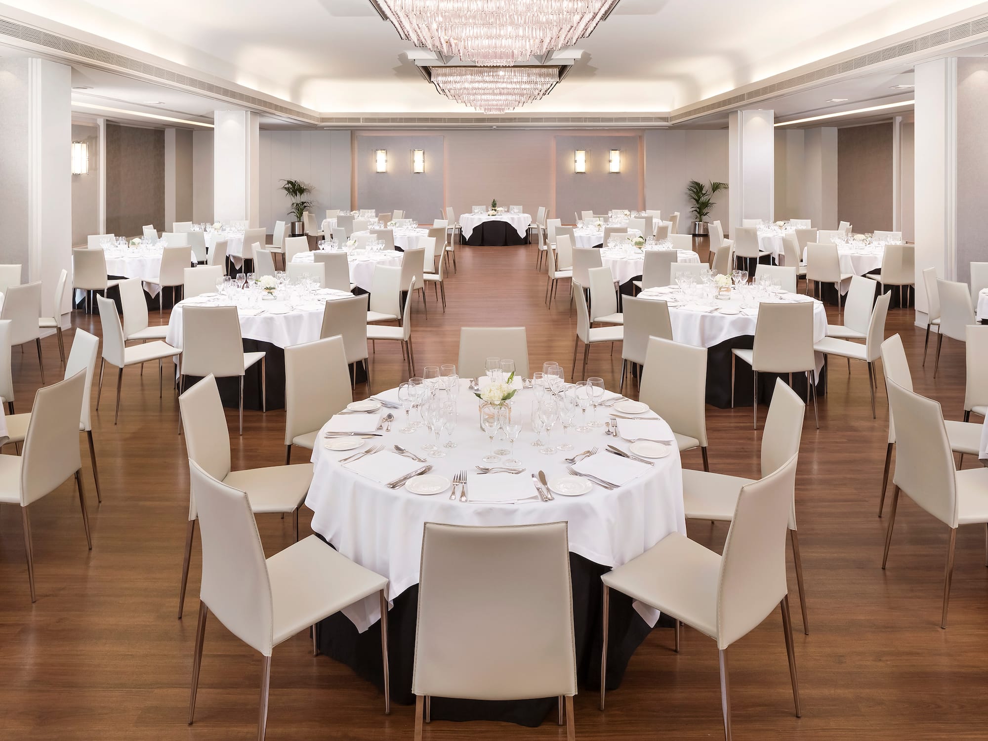 a room with tables and chairs