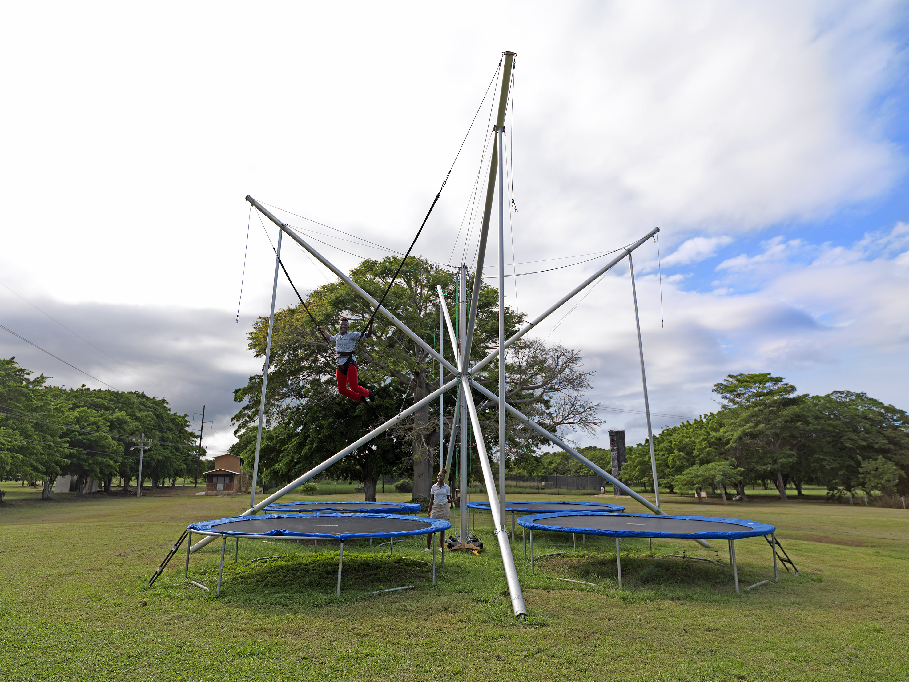 a person on a trampoline