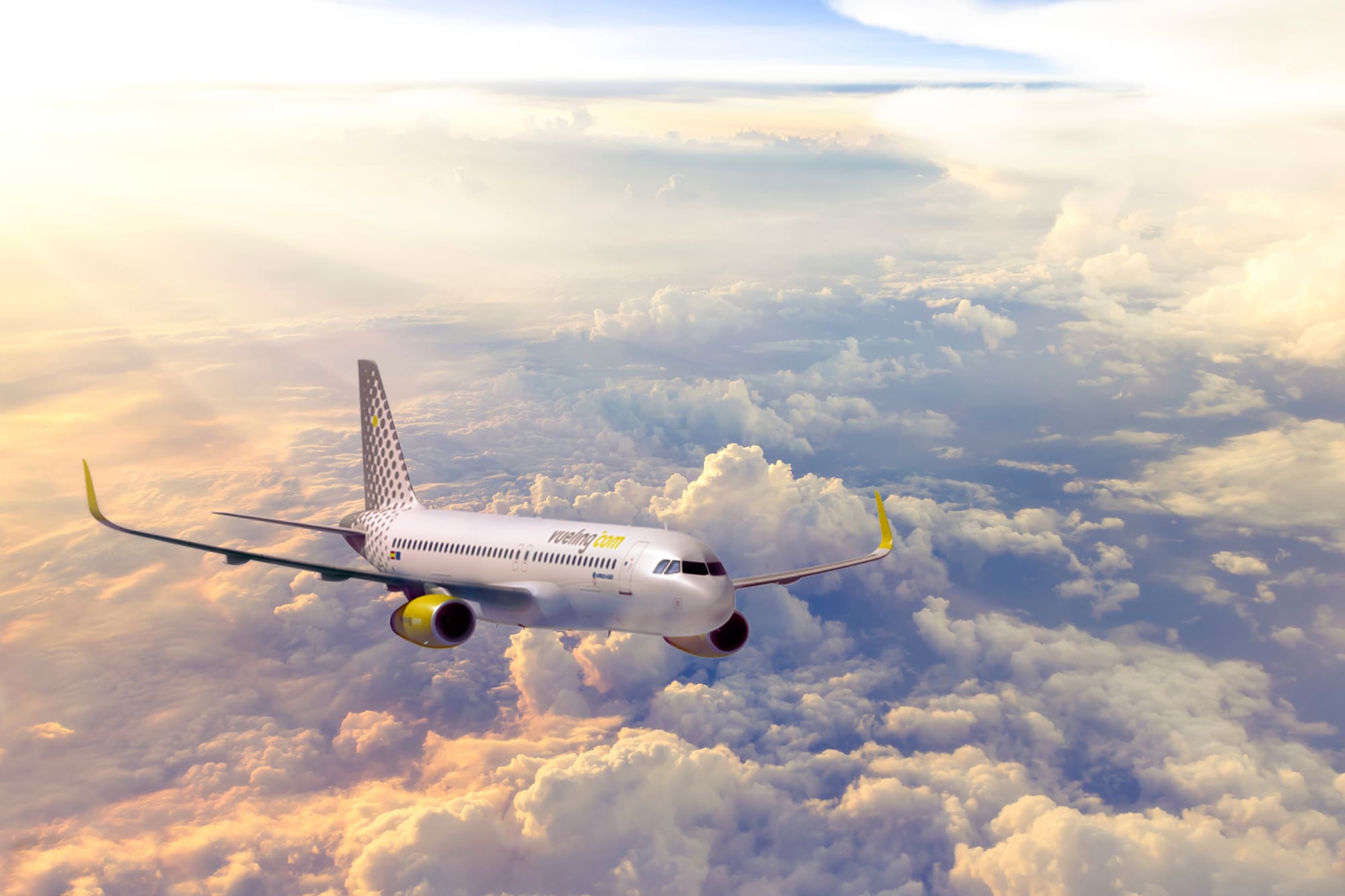 an airplane flying in the sky