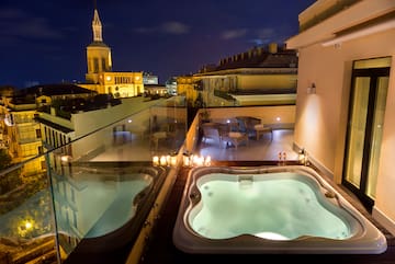 a hot tub on a rooftop