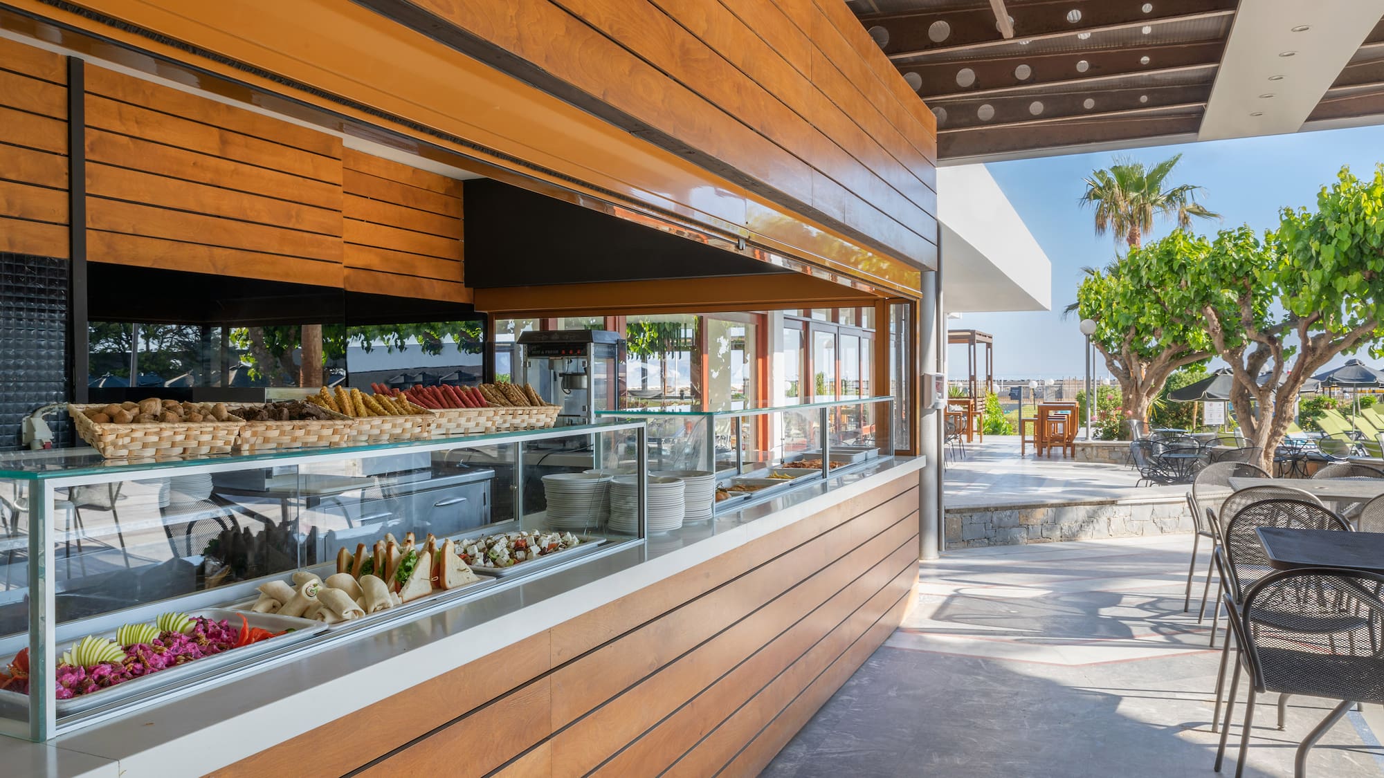 a food stand outside of a building