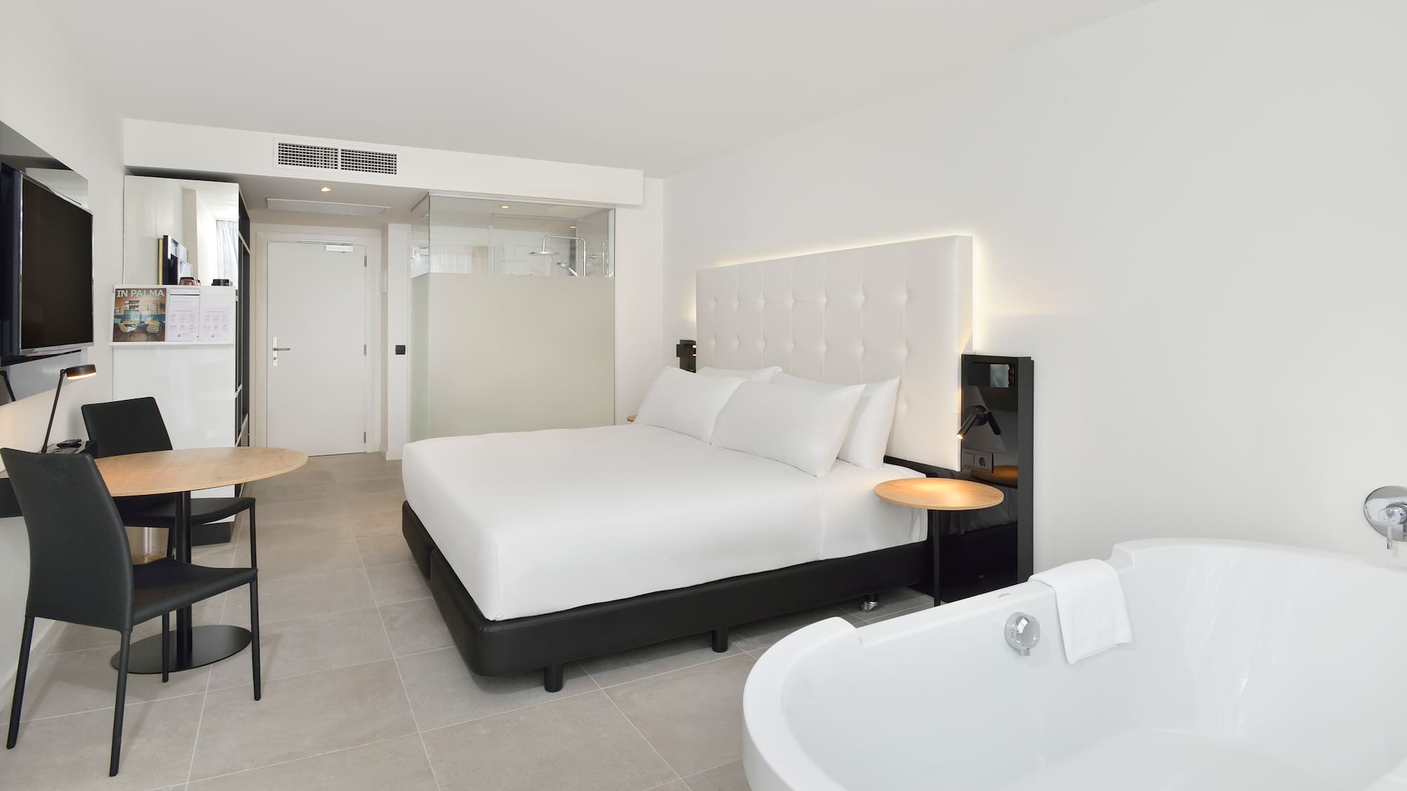 a white bed in a room