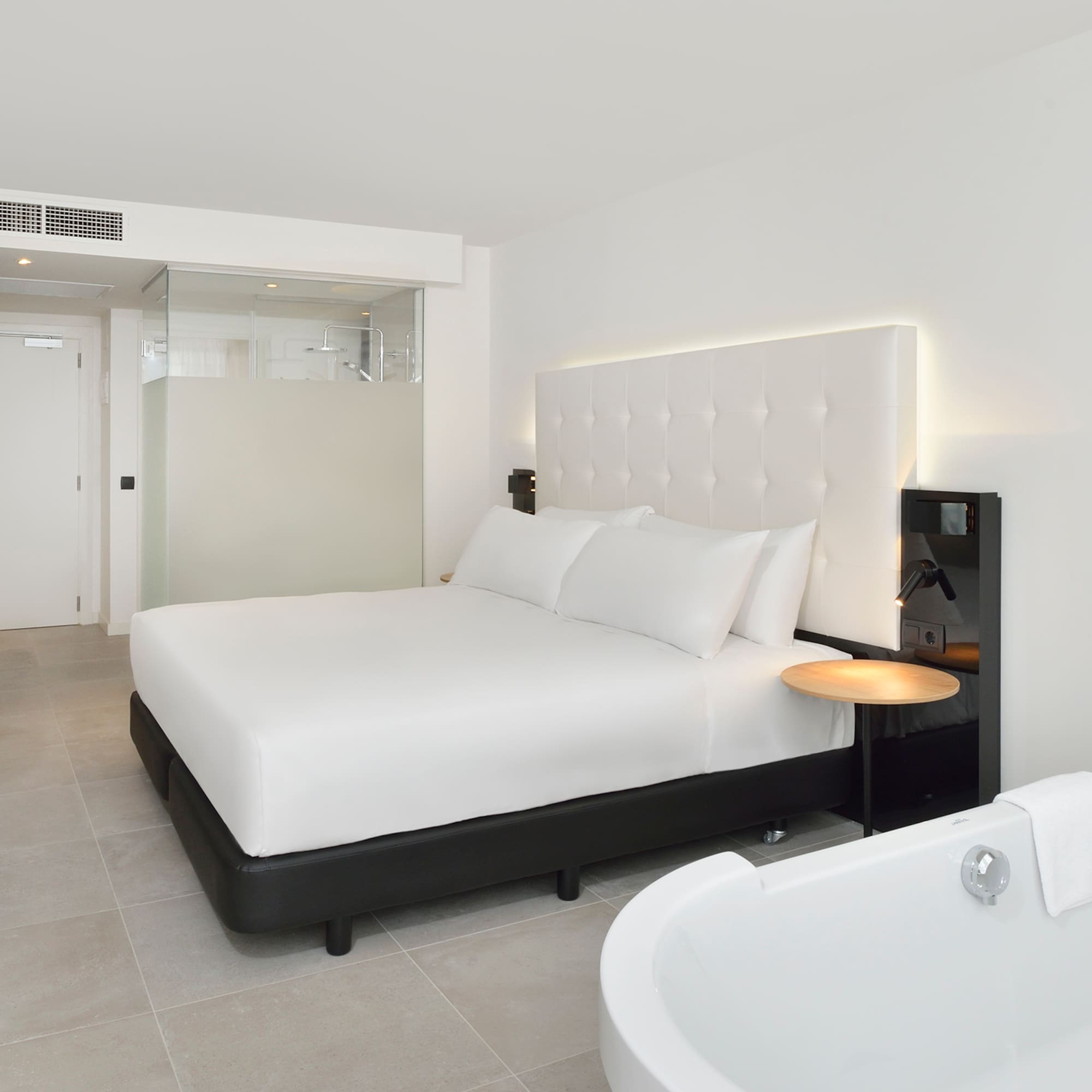 a white bed in a room