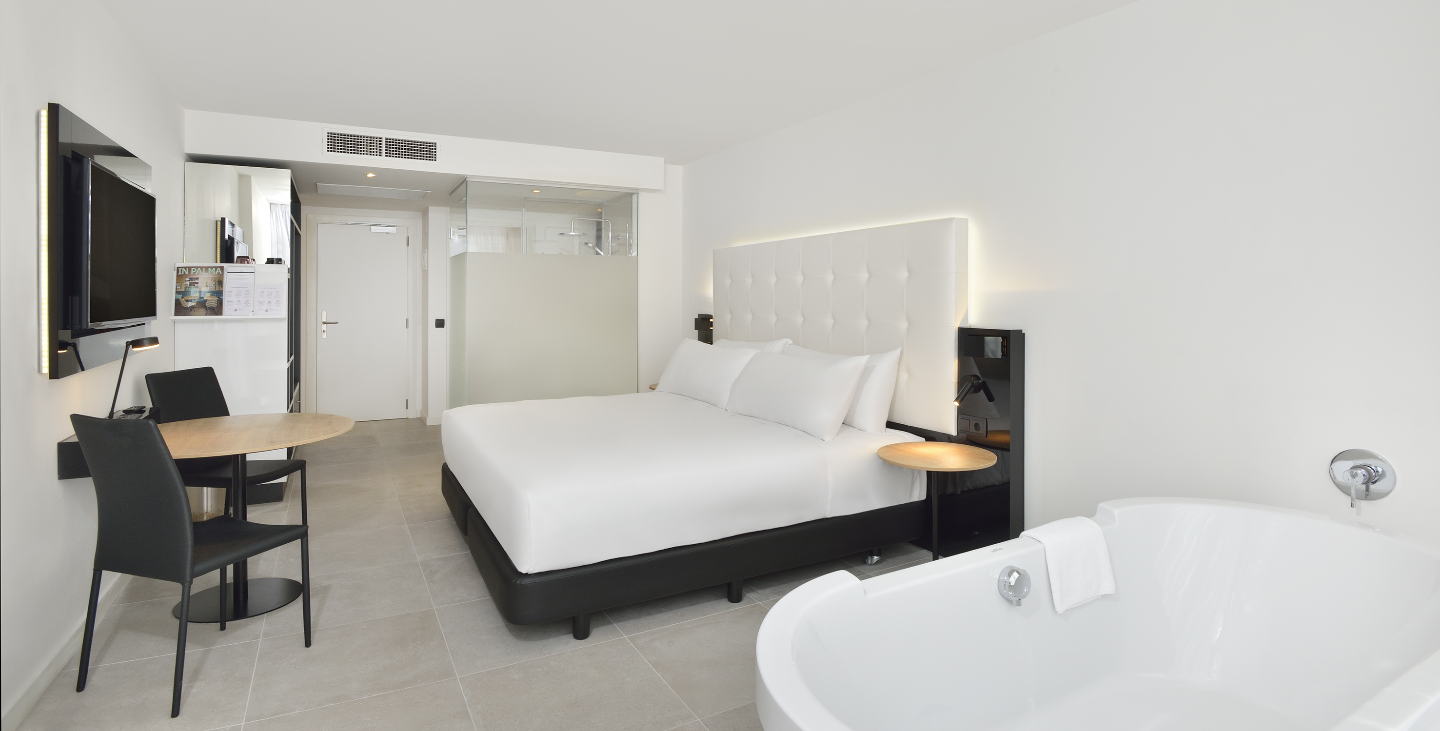 a white bed in a room