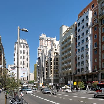 a city street with many buildings