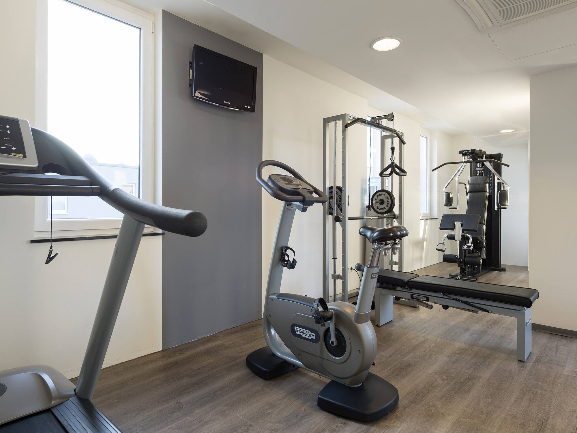 a room with exercise equipment