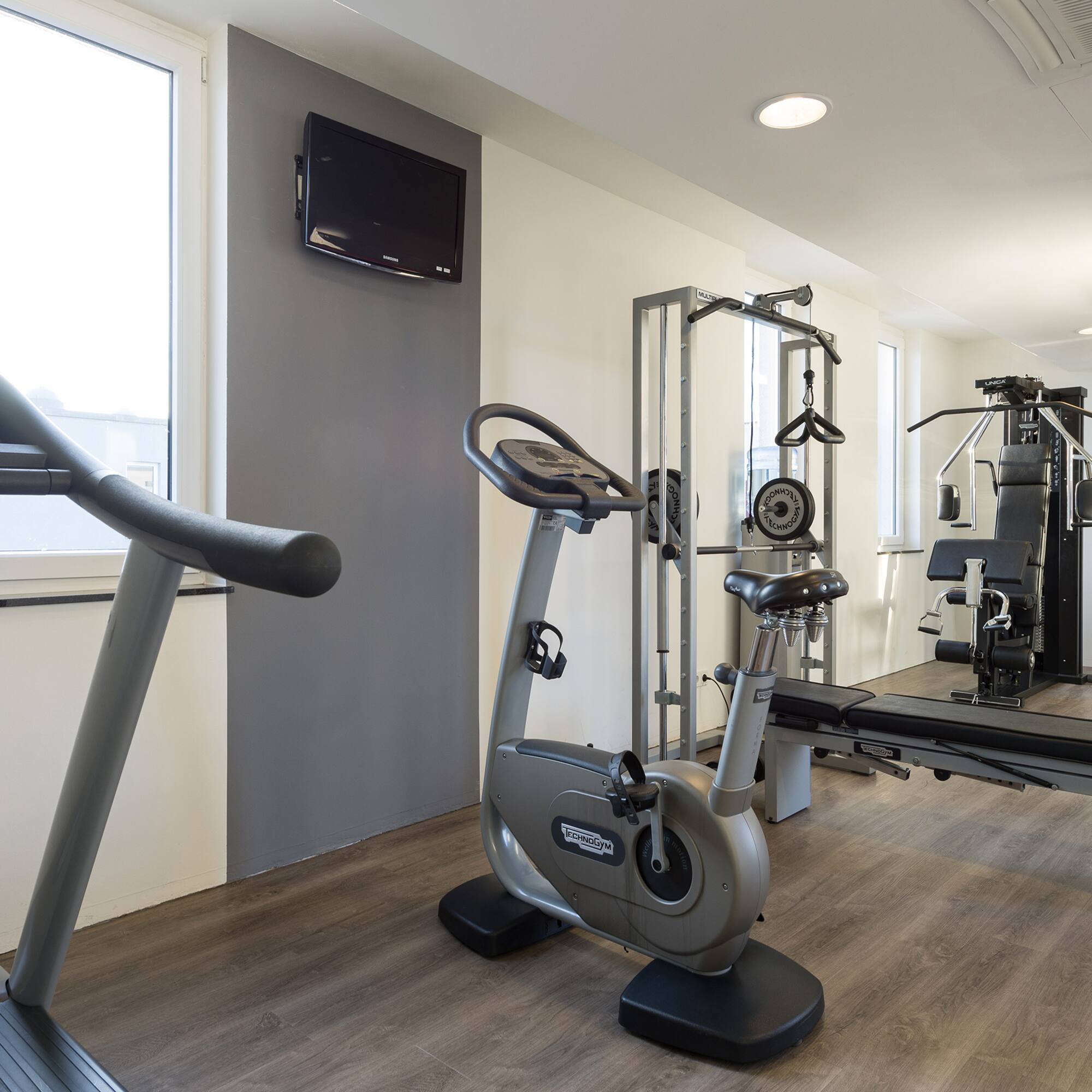 a room with exercise equipment