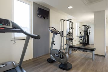 a room with exercise equipment