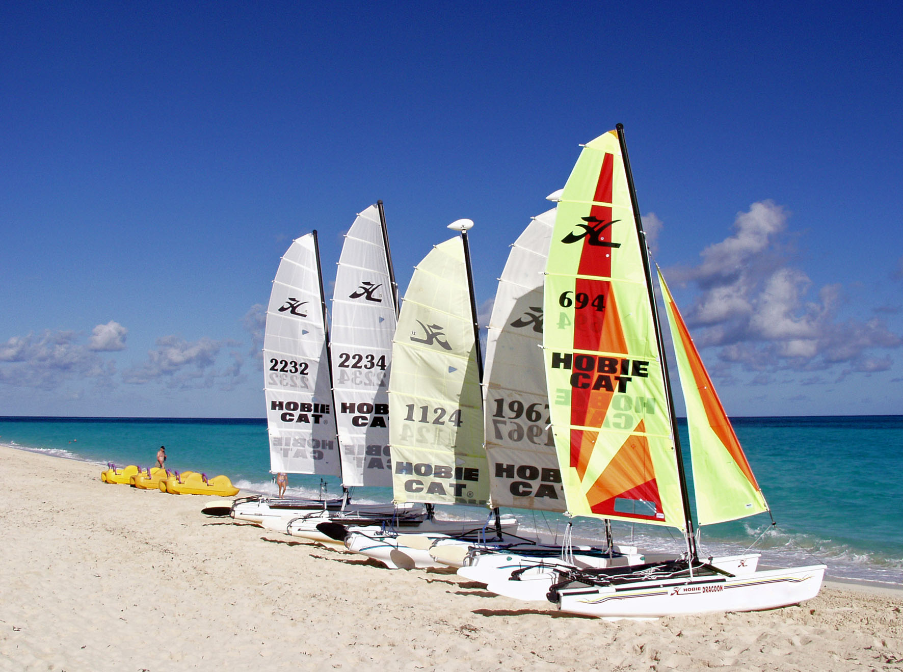 a group of sailboats on a beach