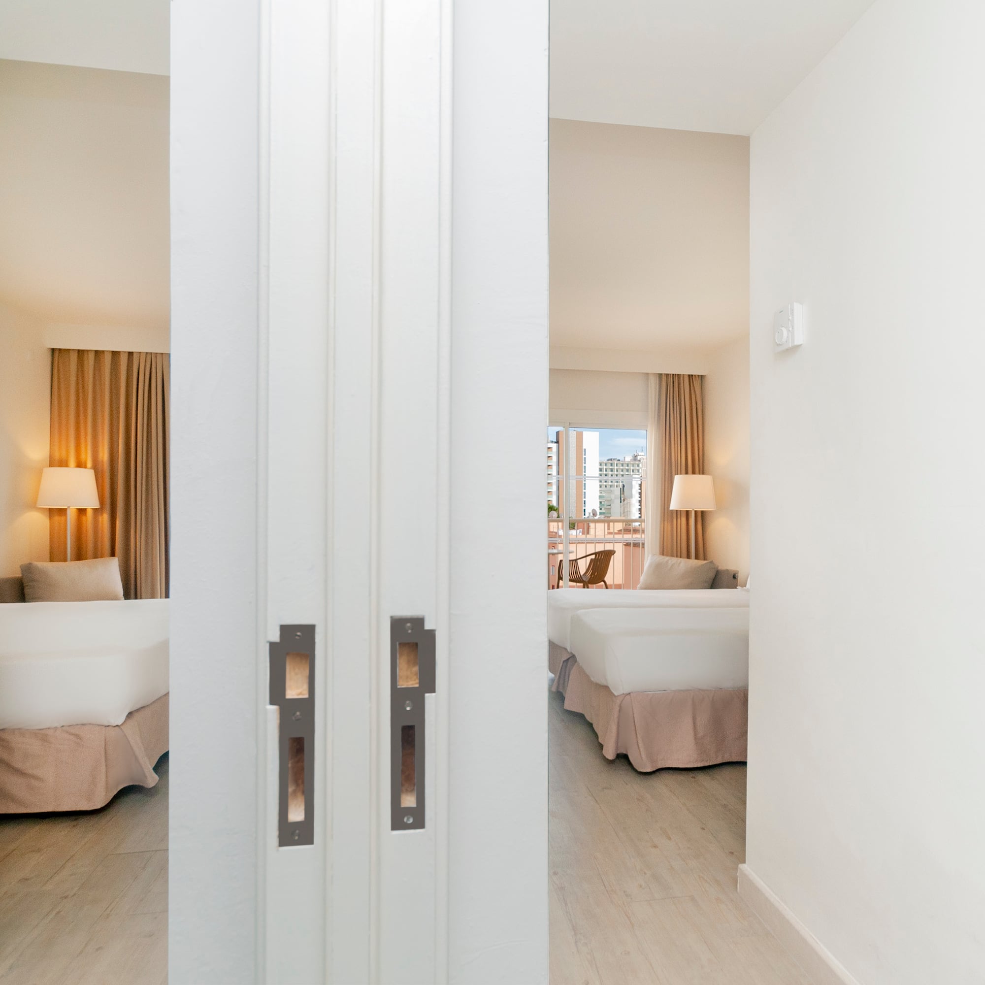 a door with two double doors in a room