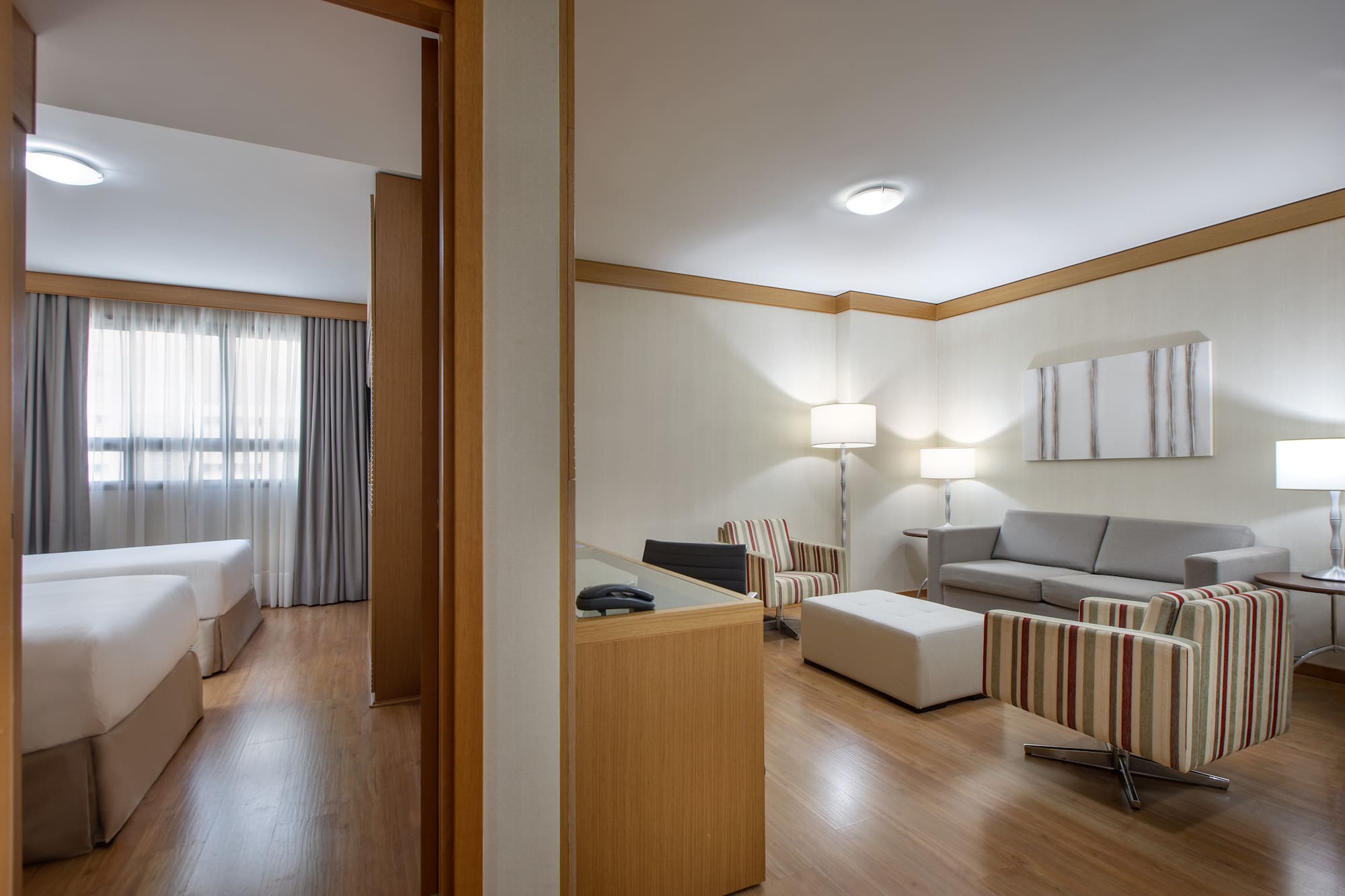 a room with a couch and a bed