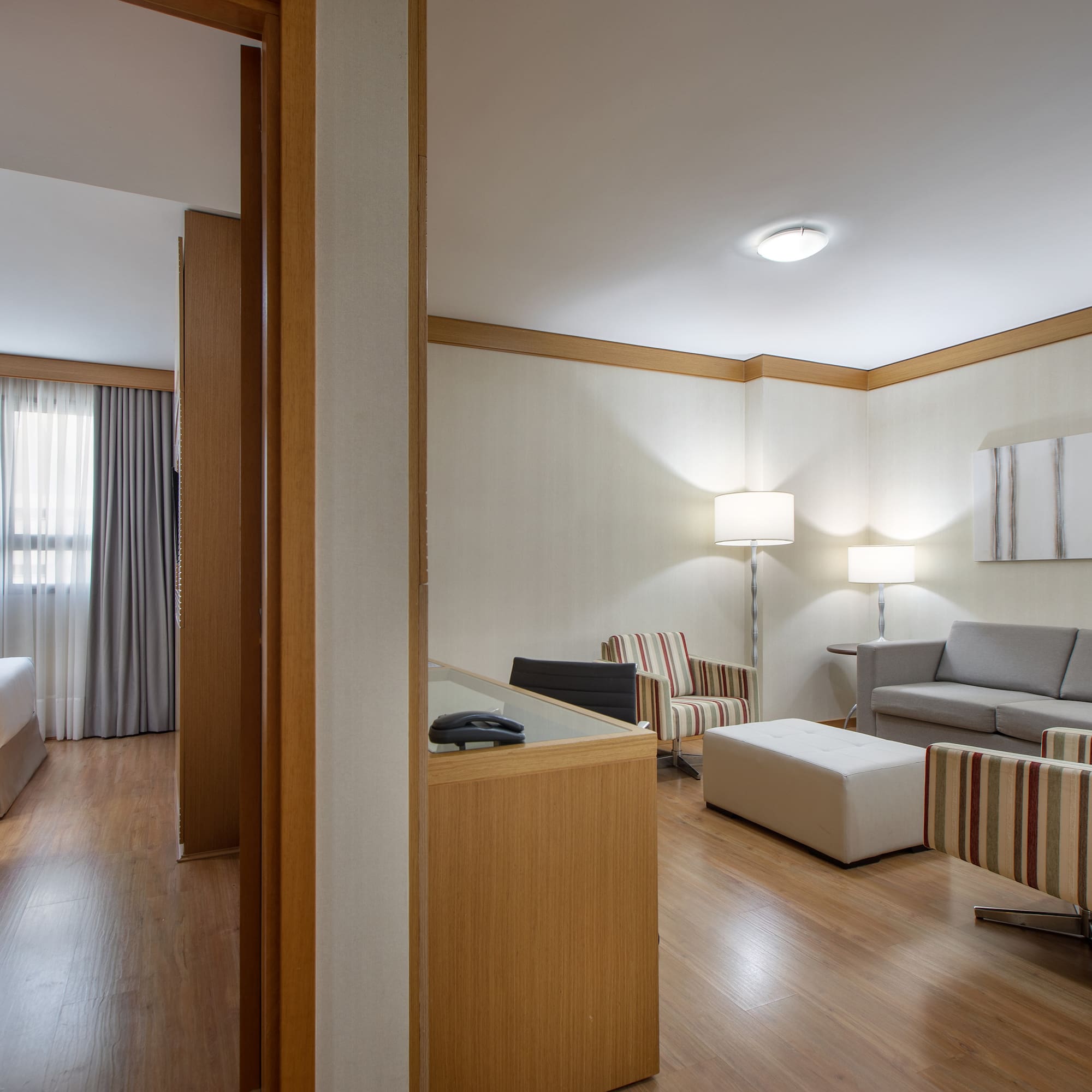 a room with a couch and a bed