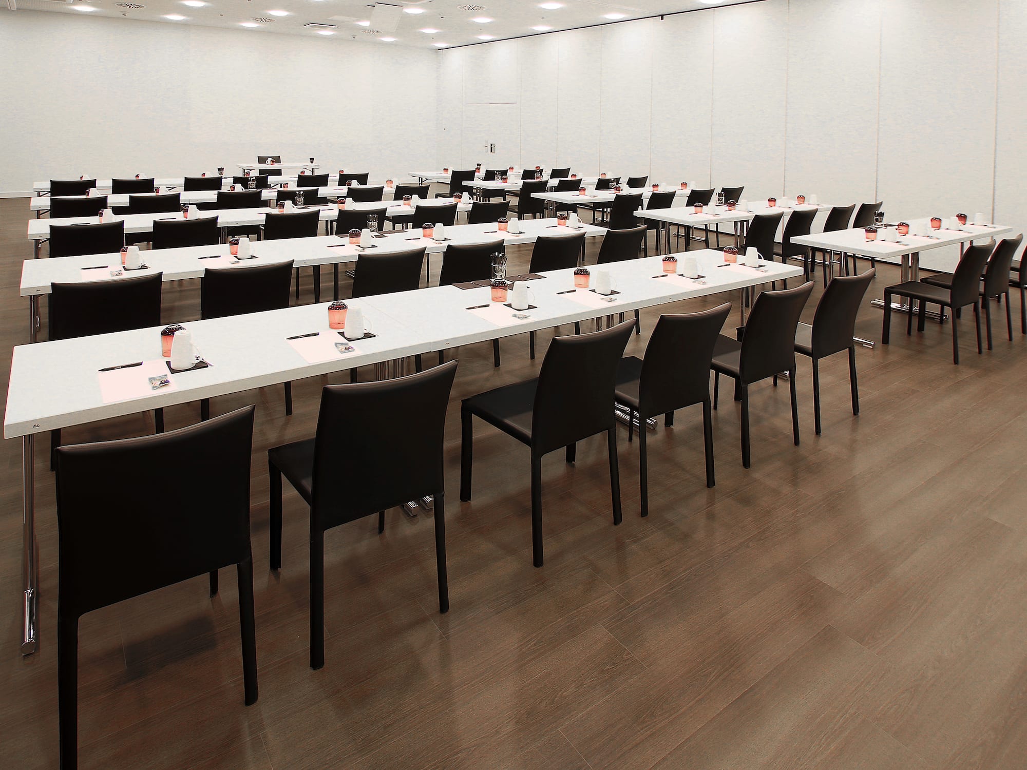 a room with tables and chairs