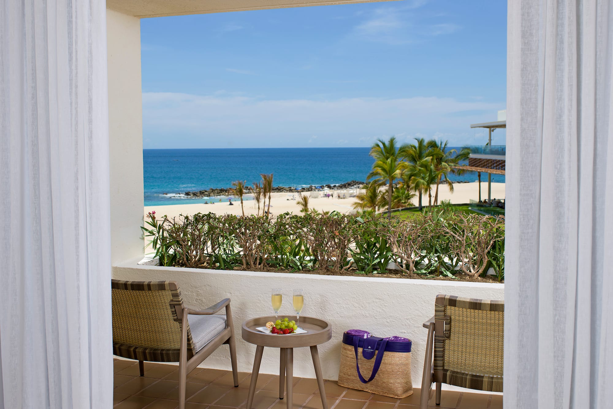 a view of the ocean from a balcony