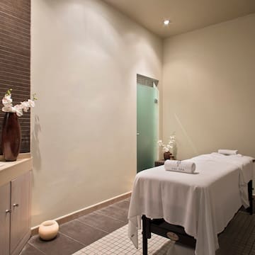 a massage table in a room