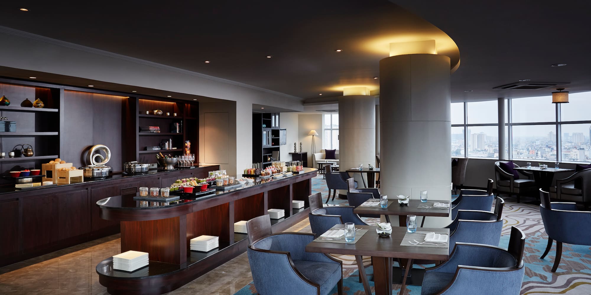 a restaurant with tables and chairs